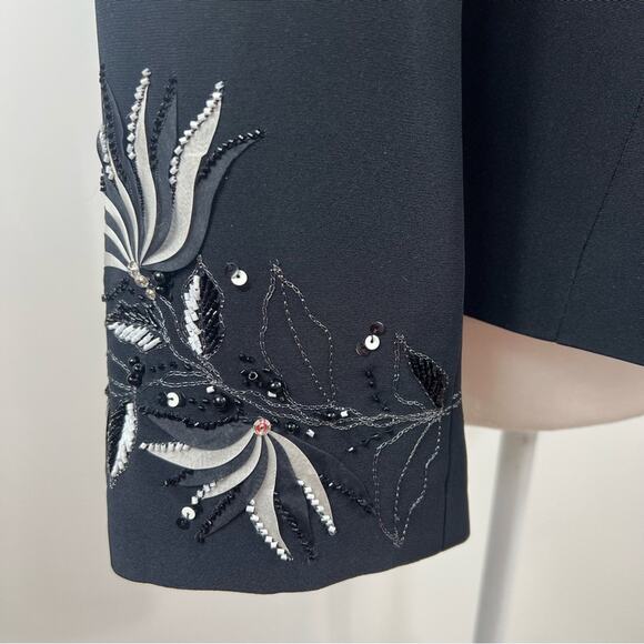 My Ferry Vintage Black 3D Textured Floral Sequin Beaded Detail Top & Blazer - Picture 8 of 15